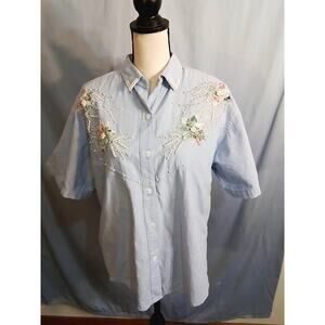 Jane Ashley light blue western cut blouse